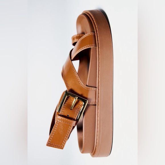 Zara Cross Strap Flat Sandals US 6.5 - Picture 7 of 13